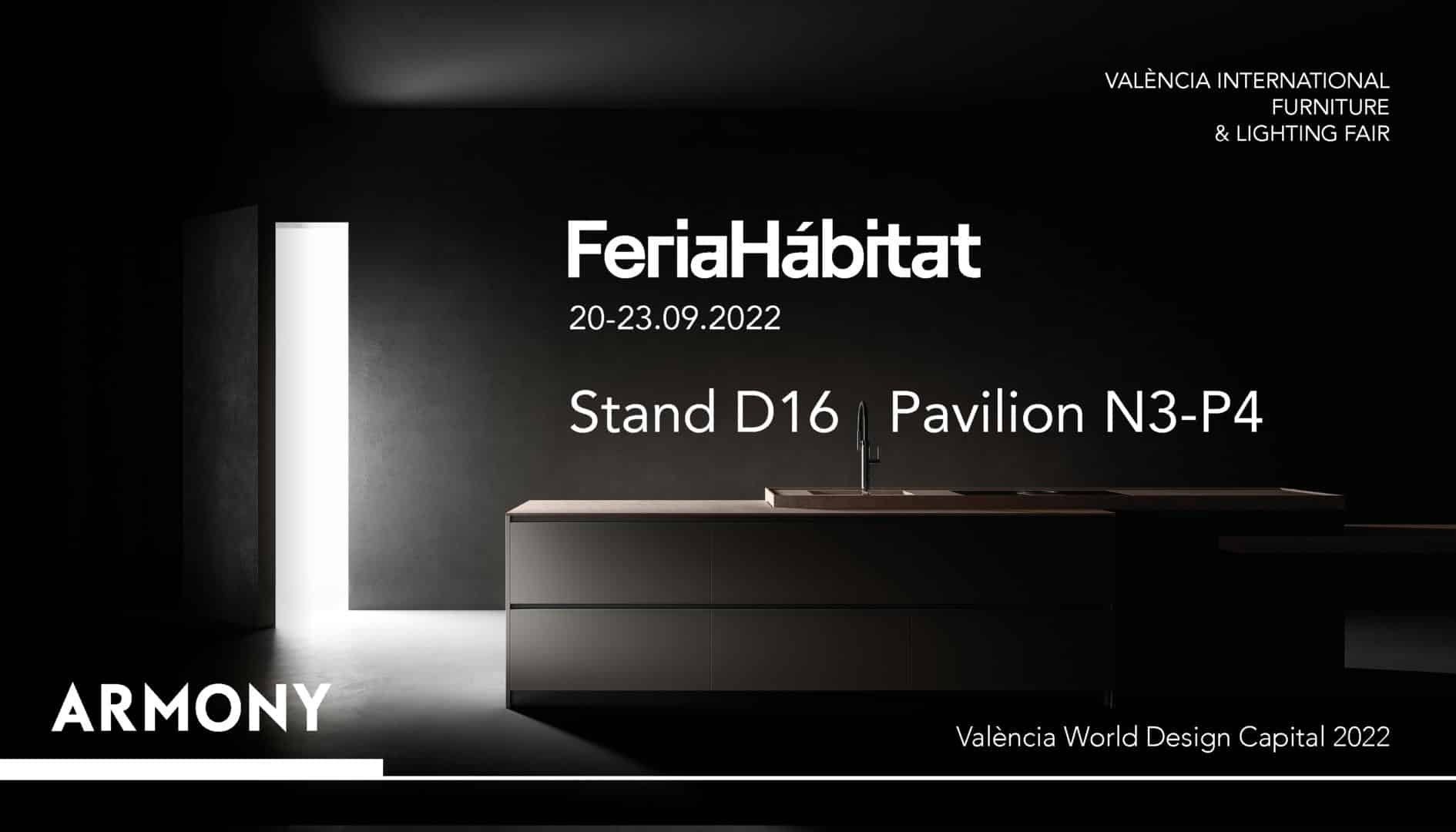 Armony participará en Feria Hábitat Valencia: la mayor feria internacional de muebles e iluminación de España, con más de 500 expositores.