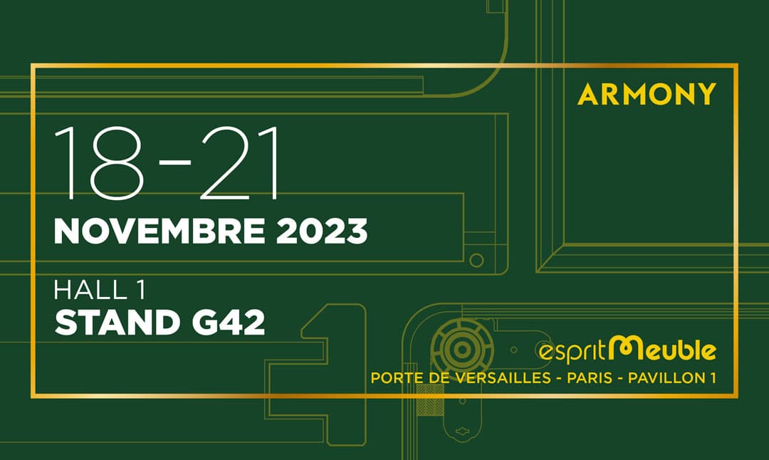 Ti aspettiamo dal 18 al 21 Novembre allo stand G42 della Hall 1 di Esprit Meuble, la più importante fiera del settore dell’arredamento di Parigi.